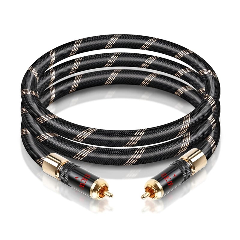 SKW Audiophiles Subwoofer Lock RCA Cable RCA to RCA Multiple Shield with Ultra-high Purity Copper Digital Coaxial Cable for HiFi Systems 4.9ft/1.5m - Image 1